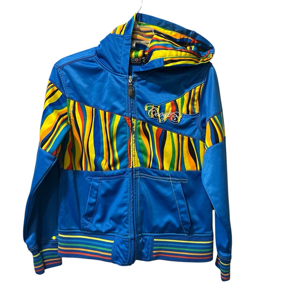 Coogi Track Jacket Full Zip Graphic Menswear Size‎ Small Embroidered Hoodie Blue